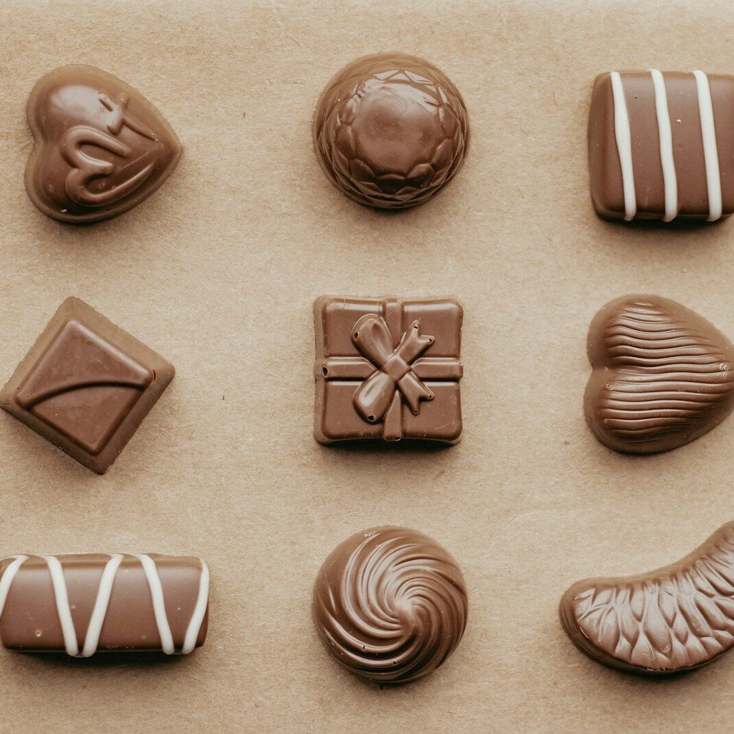 A box of chocolates with different types of candies